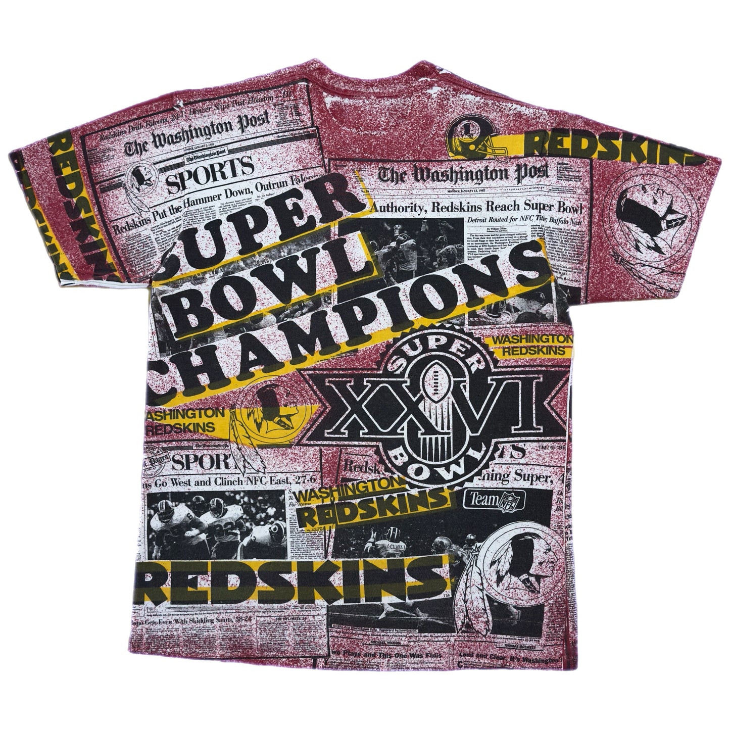 ‘90s | Washington Redskins Super Bowl Champions Newspaper AOP Tee