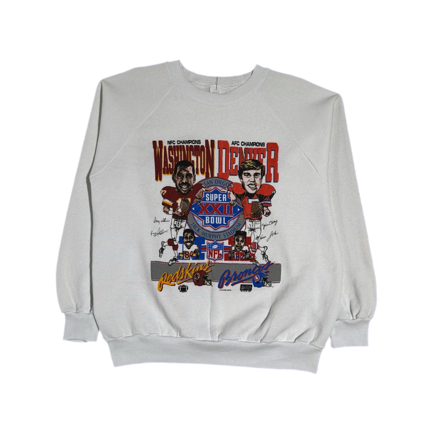 ‘87 | Redskins Broncos Super Bowl XXII Caricature Crewneck