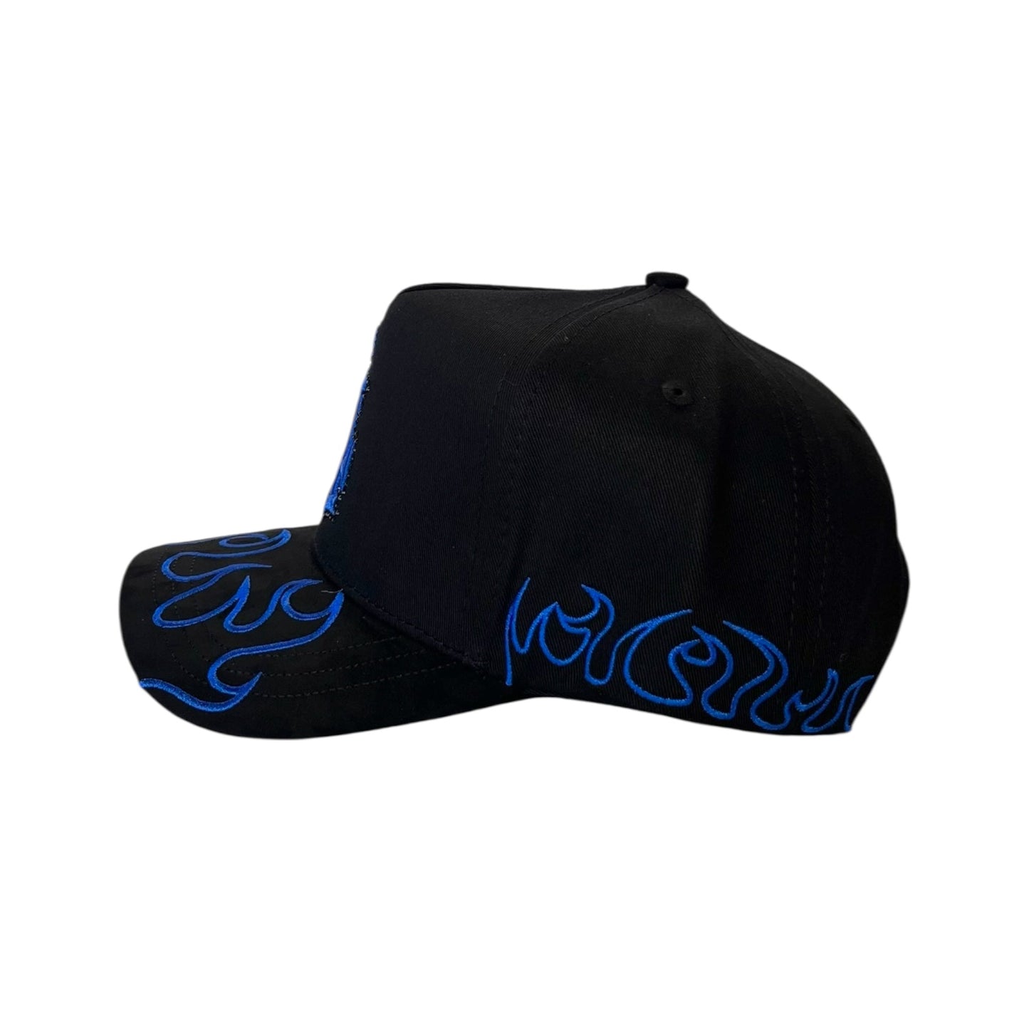 LA Angel Blue Flames Crystals Hat
