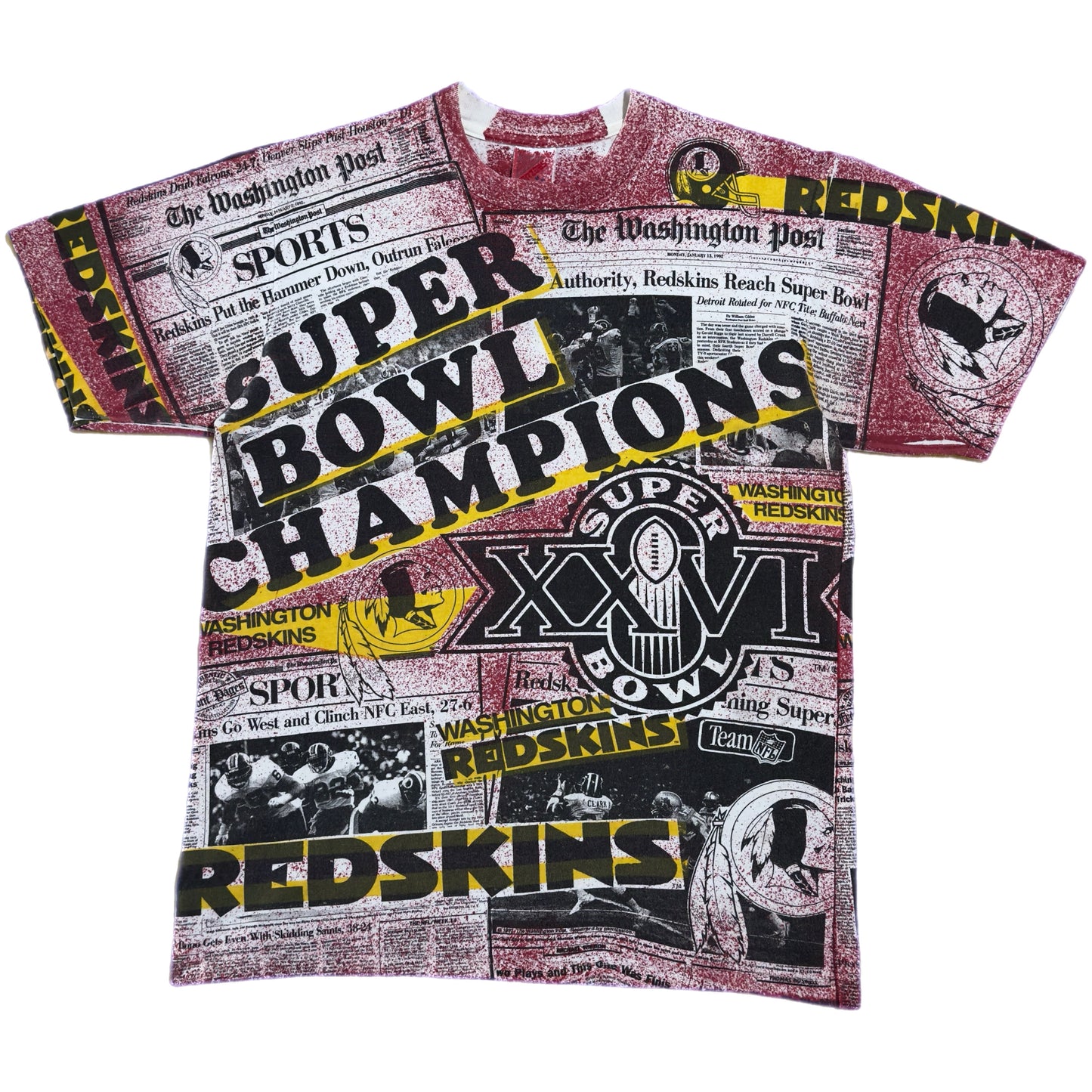 ‘90s | Washington Redskins Super Bowl Champions Newspaper AOP Tee