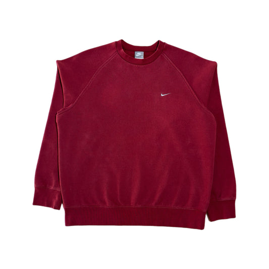 ‘00s | Nike White Swoosh Red Crewneck