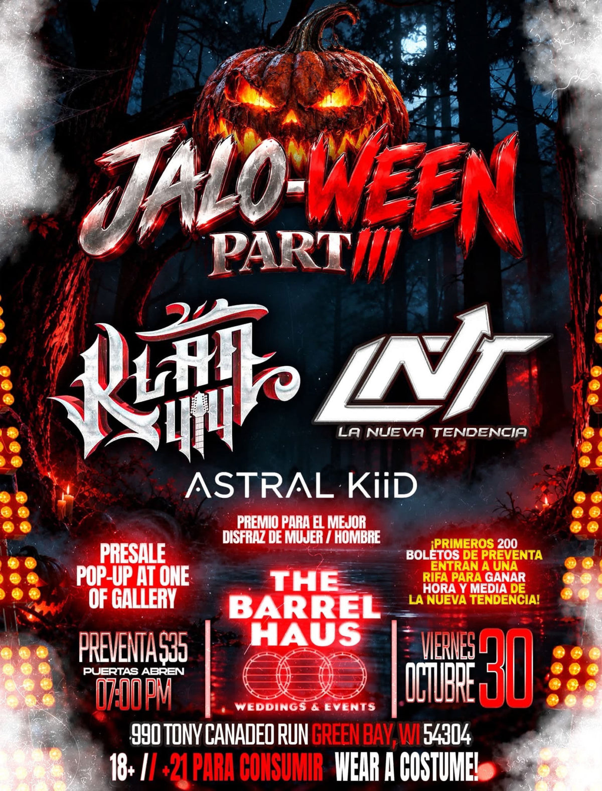 Original Jalo-Ween Part III Halloween Baile event poster, October 30, 2026 at The Barrel Haus.